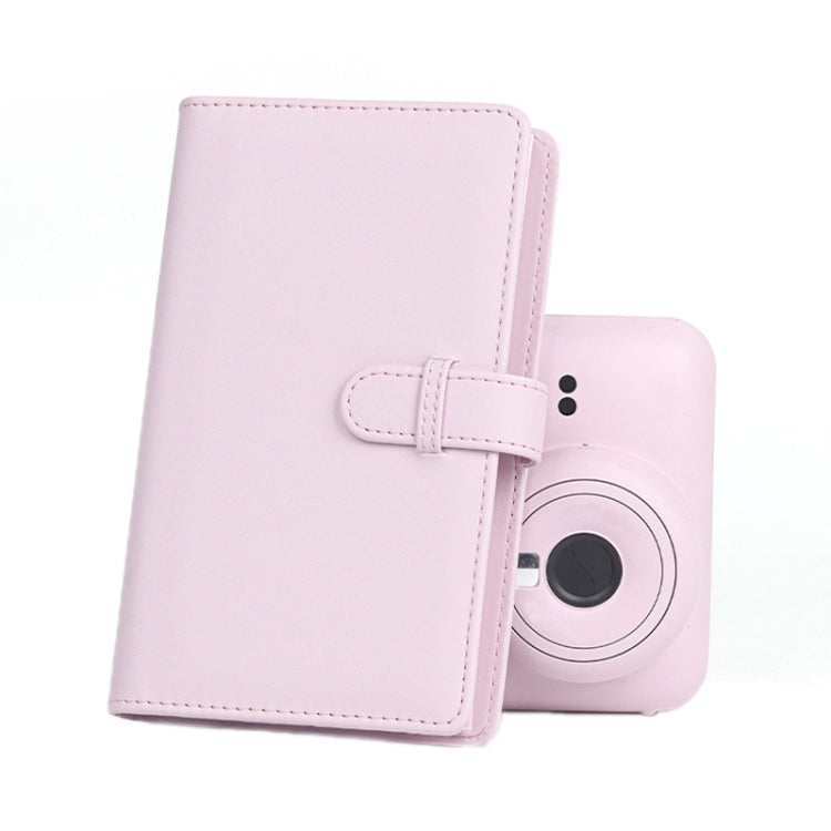 Pink 3-inch photo ticket credit card storage book with snap flap and strap