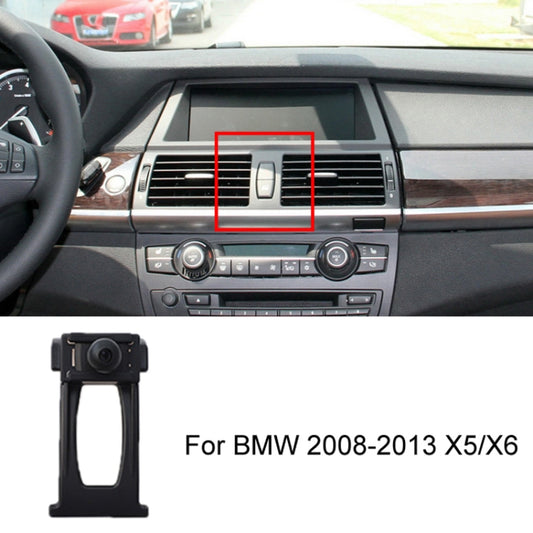 Black plastic phone holder base with open rectangular window and round suction mount