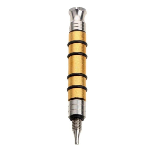 Gold car dent repair tap pen tool with steel needle tip and threaded end
