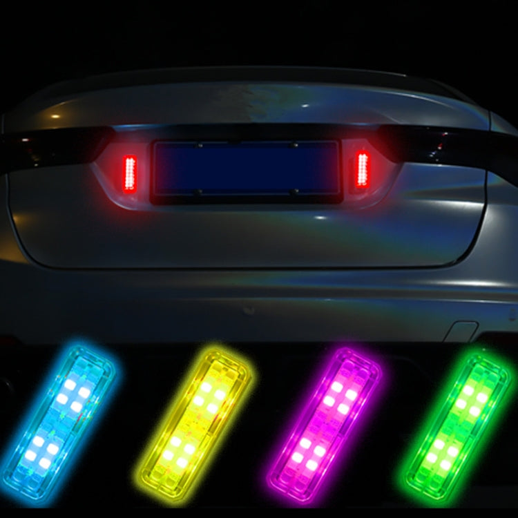 Solar car warning double-row lights on car rear, red bar with colored modules