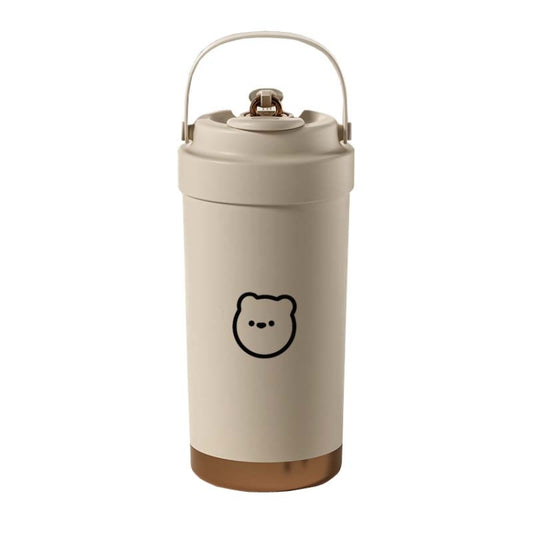 316 Stainless Steel Insulated Mug Portable Carry-On Dual Drink Coffee Cup With Straw, 500ml