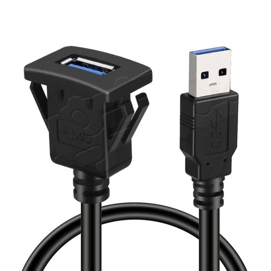 Square Snap-On USB3.0 Compatible 2.0 Car Boat Motorcycle Instrument Panel Extension Cable, 1m