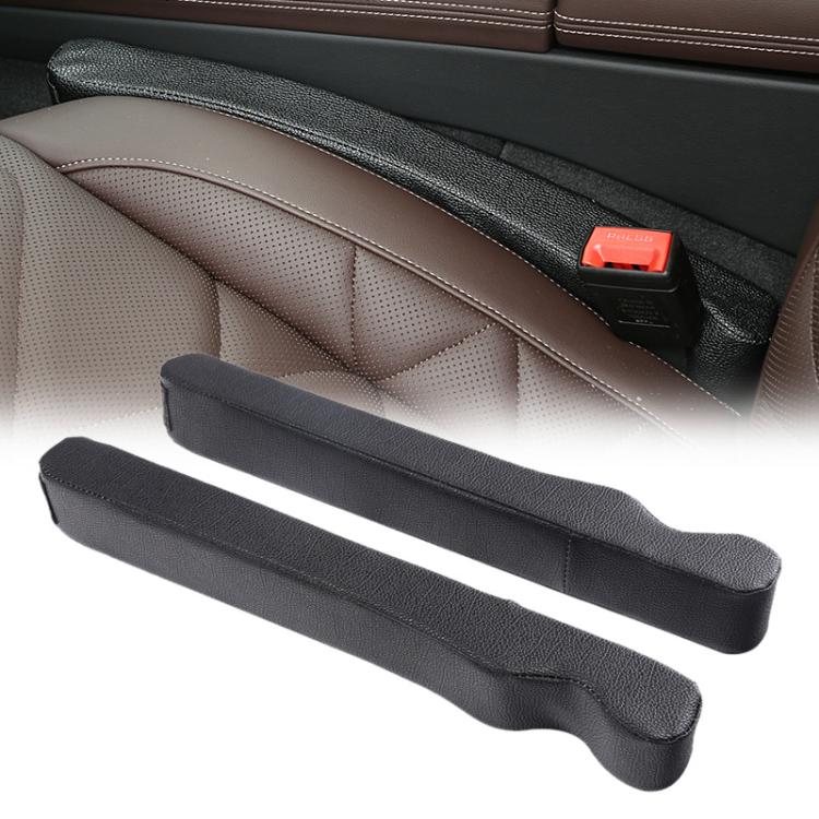 Black car seat gap plugs installed along seat side seam, 2-piece set
