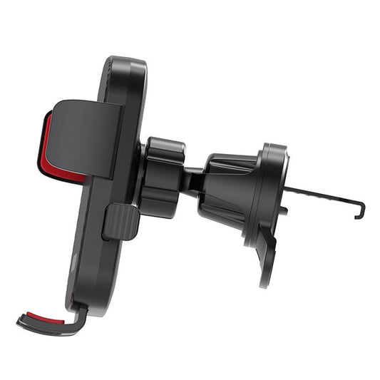 Telescopic hook car phone holder with 360-degree rotating mount, black.