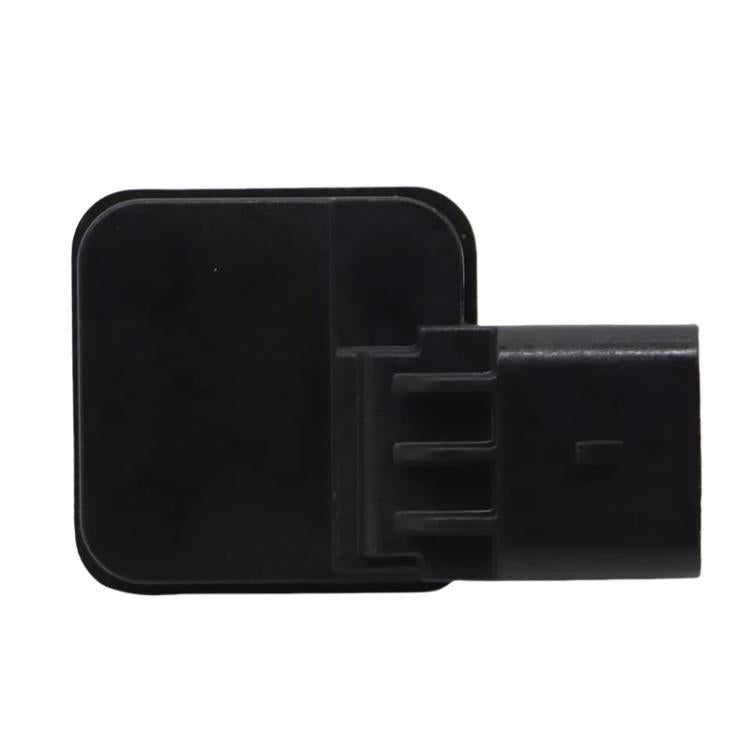 Black camera housing with rectangular electrical connector plug
