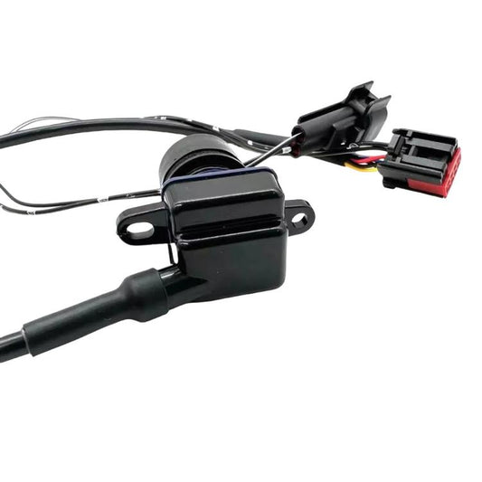 Rear view camera module with mounting bracket and attached wiring harness