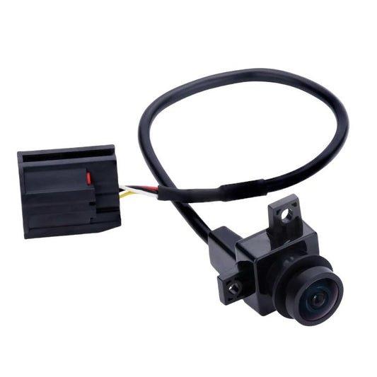 Rearview auxiliary car camera module with attached wiring harness and connector plug