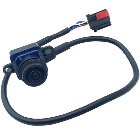 Car rearview camera with blue lens and multi-wire connector on cable