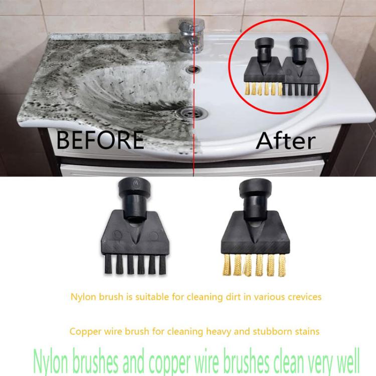 Two steam brush attachments with nylon and copper bristle heads