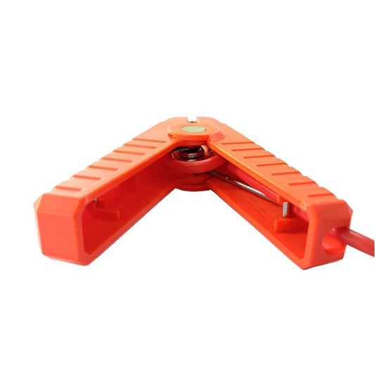 Orange insulated battery clamp with metal contact at the tip