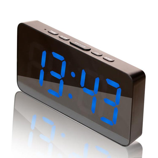 LED Mirror Digital Clock with Type-C Charging Port & 18650 Battery Compartment (Battery Not Included), White Shell White Light, Black Shell White Light, Black Shell Blue Light, White Shell Blue Light