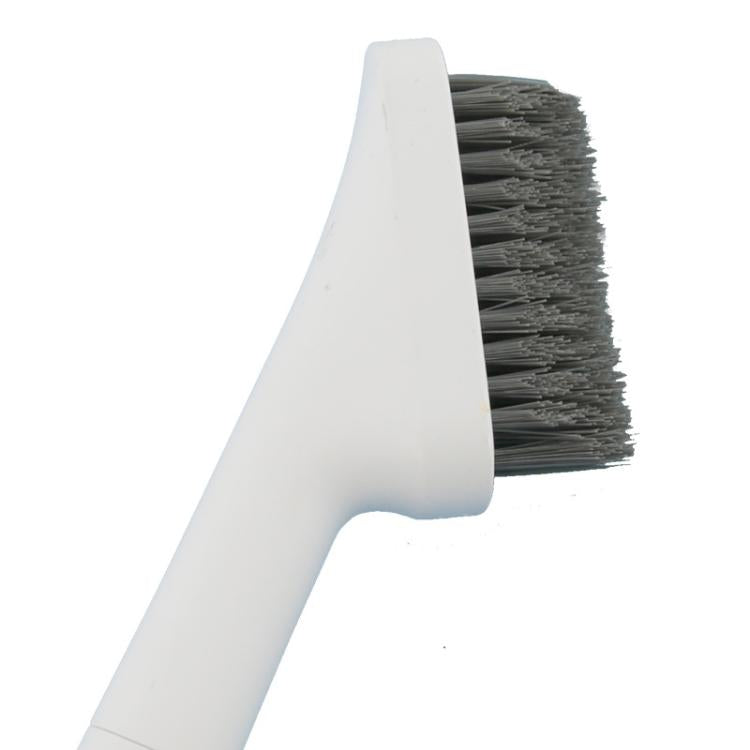 Floor cleaning brush bristle head with gray bristles on white base