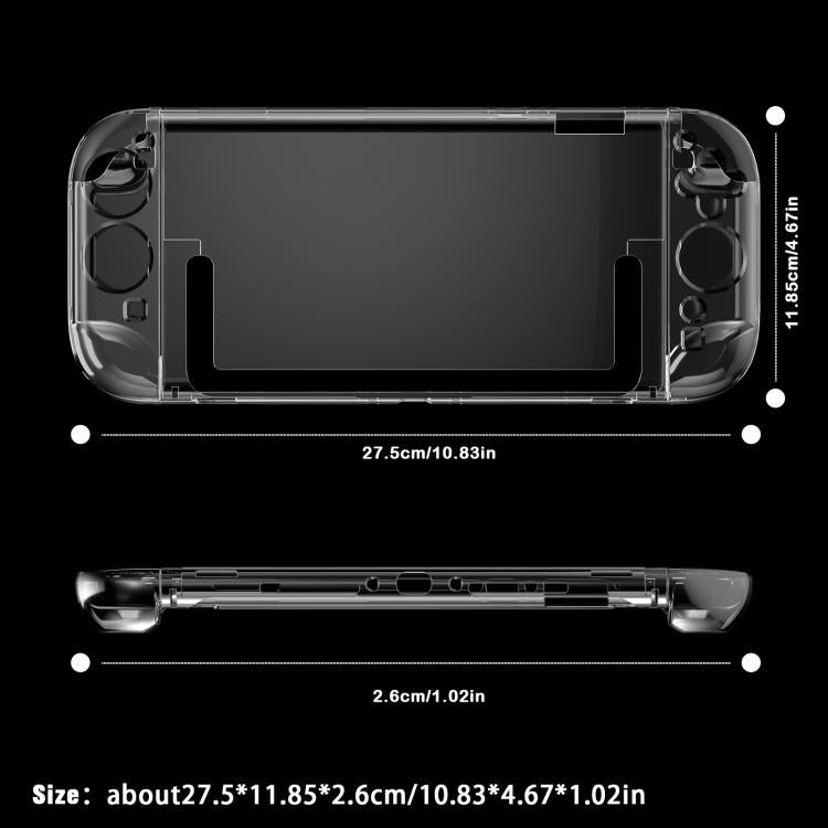 Transparent split case size guide for Nintendo Switch 2 handheld shell cover