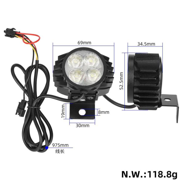 Scooter Horn Headlight 2 In 1 High Brightness LED Headlight, For Kugoo Kirin M4 / M4 Pro
