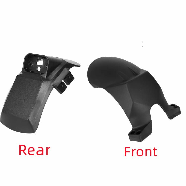Black front and rear fenders set with mounting brackets for electric scooter