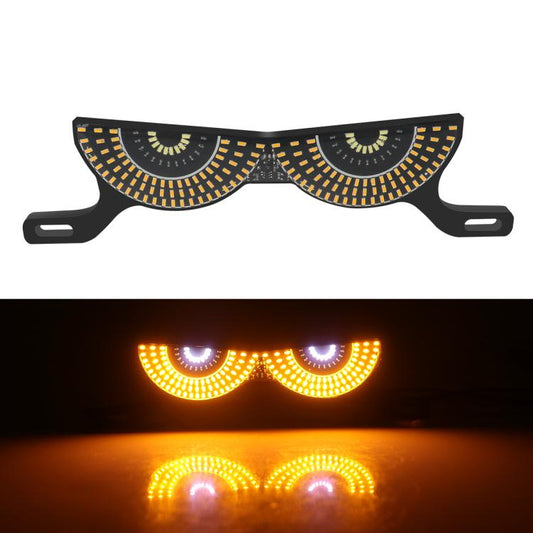 Motorcycle LED license plate screw light, semicircle-style LED eyes glowing amber