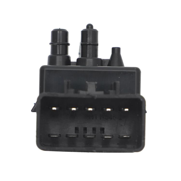 Black car seat control switch with multi-pin connector and two raised posts