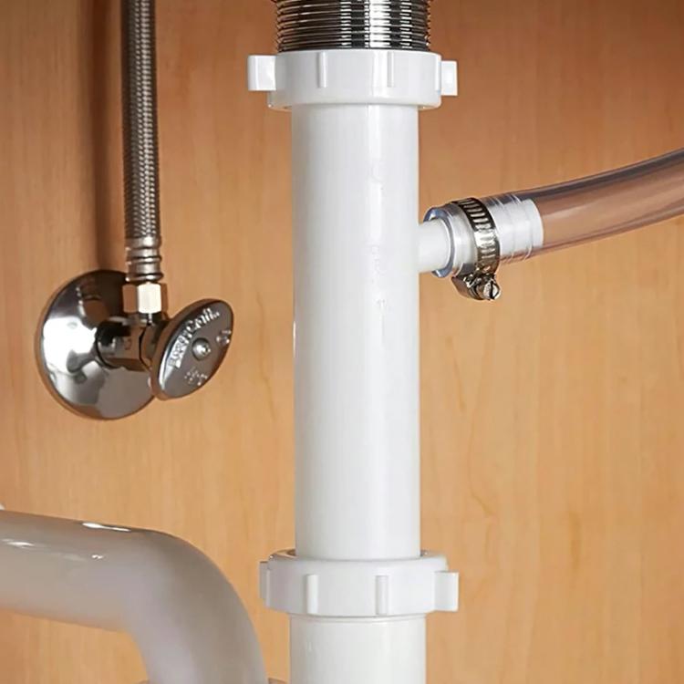 Stainless steel worm-drive hose clamp securing a metal pipe connection, side view