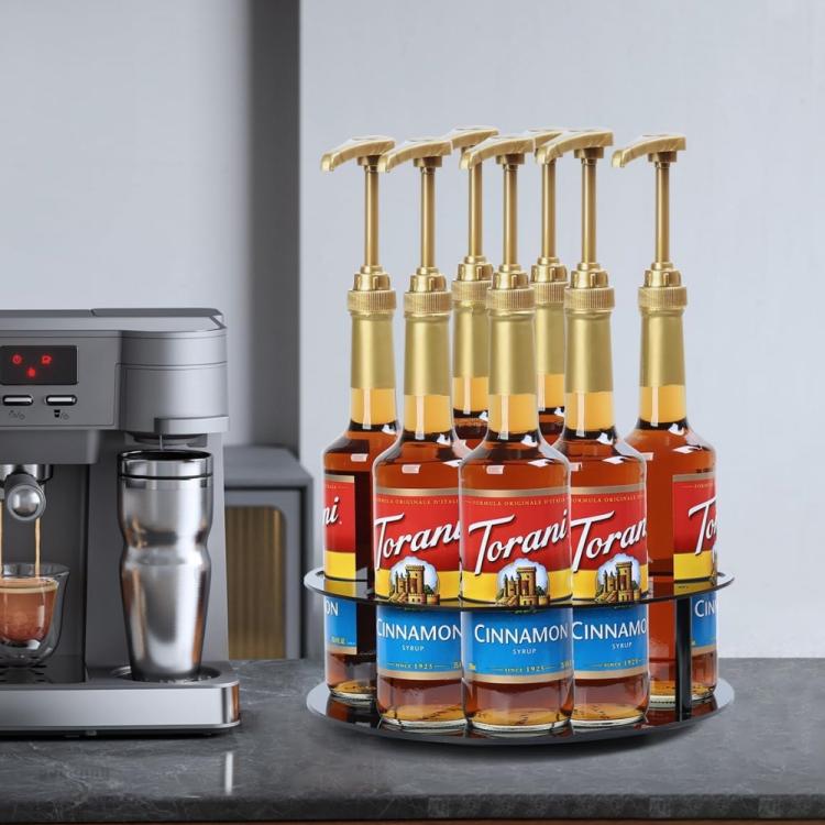 Coffee Syrup Kitchen Acrylic Countertop Round Bottle Holder, YX175