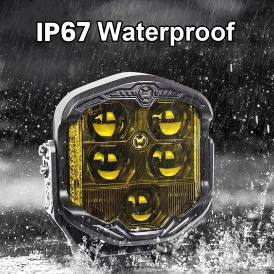 OL-21W03Y 7 Inch 3-Sided Illumination High / Low Beam Car Modified Work Light Roof Light A-Pillar Spotlights