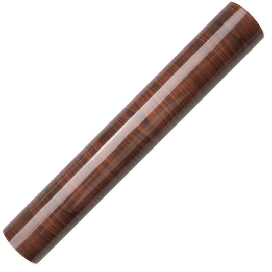 Dark brown wood-grain car interior sticker roll strip with glossy finish