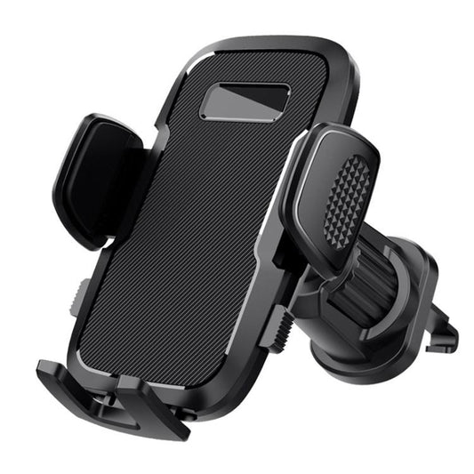 Universal car air vent phone mount with textured phone holder and clip