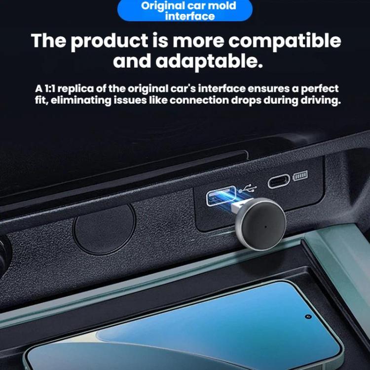 Car infotainment connectivity module with circular port and dashboard interface