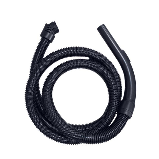Curved vacuum hose and nozzle handle set, ribbed black tubes with connectors