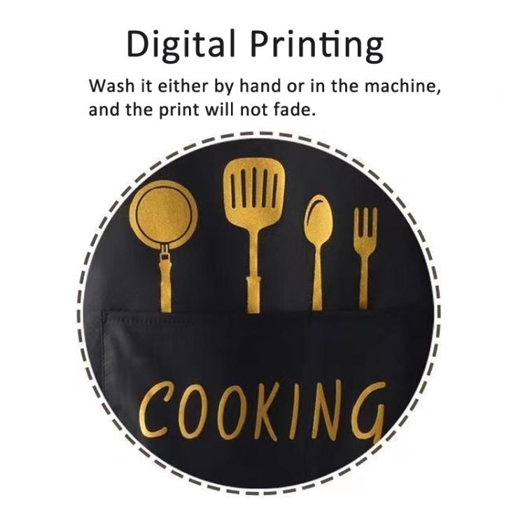 Waterproof Oil-Resistant Apron with Fork & Knife Print Unisex Adjustable Cooking Smock