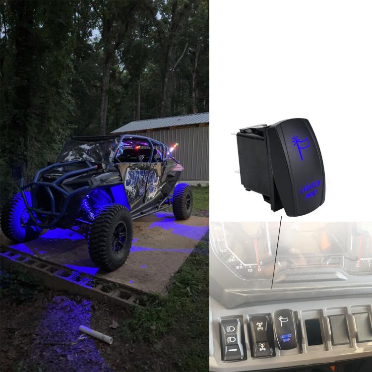 UTV signal light switch wiring harness kit, black rocker switch with blue icon