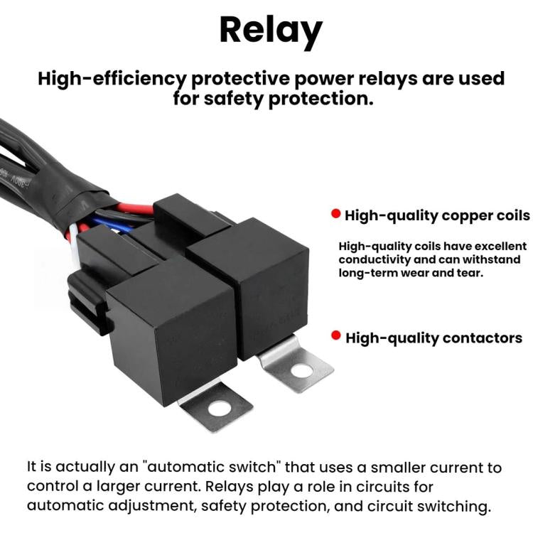 Black 12V LED light strip control relay with wiring leads and two mounting tabs