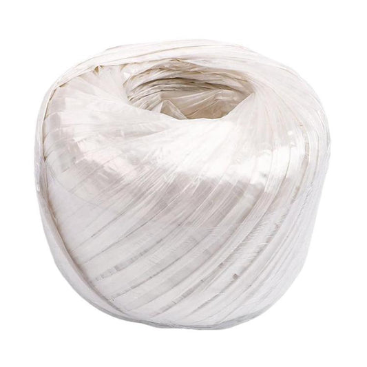 White nylon binding rope roll for packing, wound in a large coil