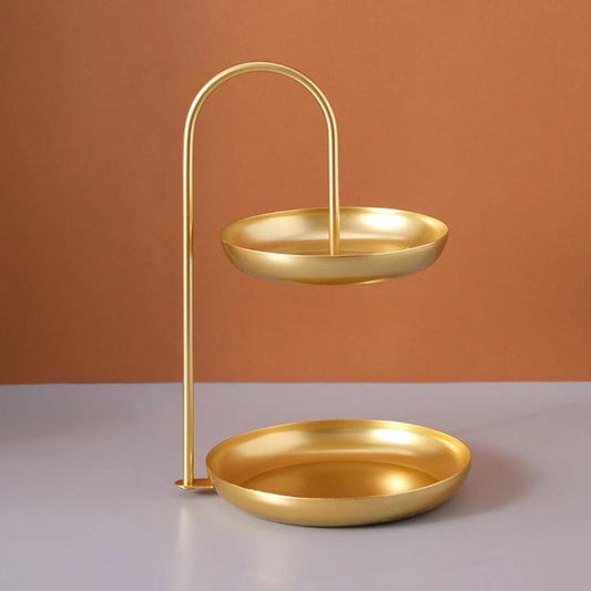 Decorative Wrought Iron Two-Tier Tray Multi-Purpose Serving And Display Plate For Parties And Daily Use