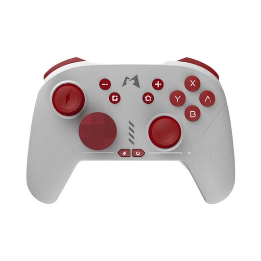 White game controller with red analog sticks and face buttons