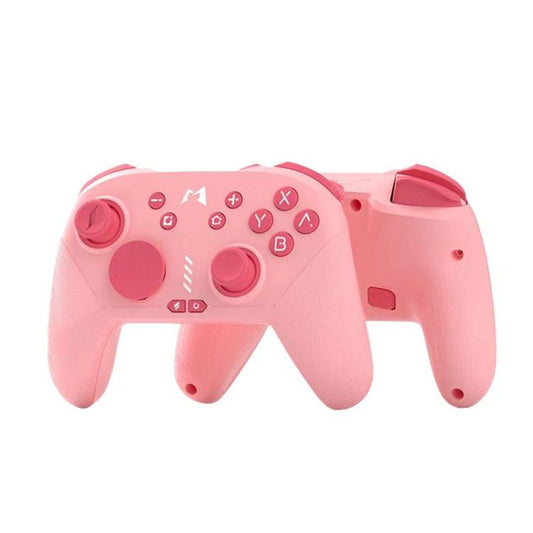 Pink wireless Bluetooth game controller with dual analog sticks and ABXY face buttons
