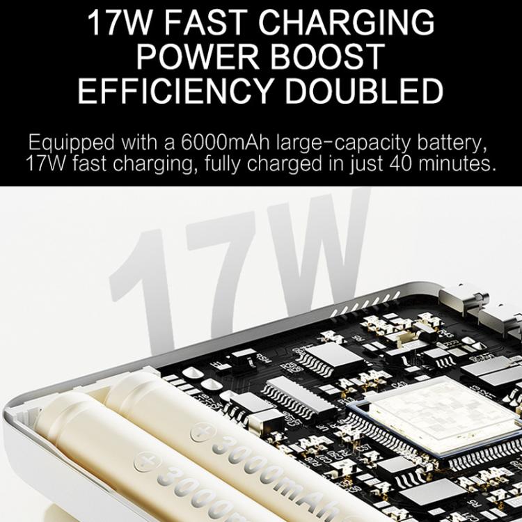 Handheld console fast-charging infographic with 6000mAh battery and circuit board