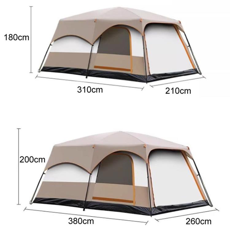 Portable folding sun and rain shelter tent size diagram with pitched roof dimensions