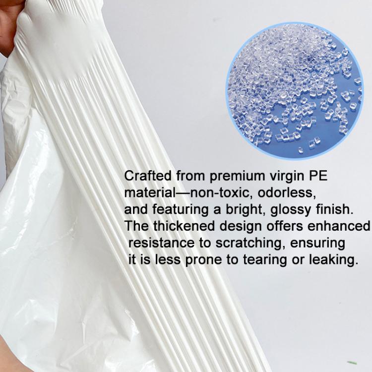 White drawstring cat litter liner bag showing thick, ridged, scratch-resistant material