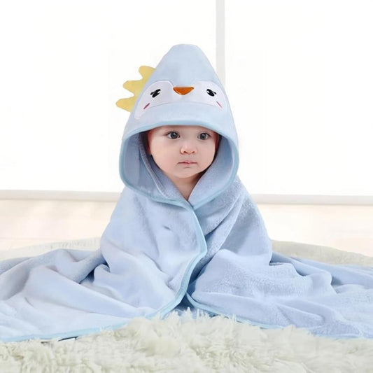 Coral Fleece Absorbent Baby Swaddle Blanket Towel With Cape, 80x80cm
