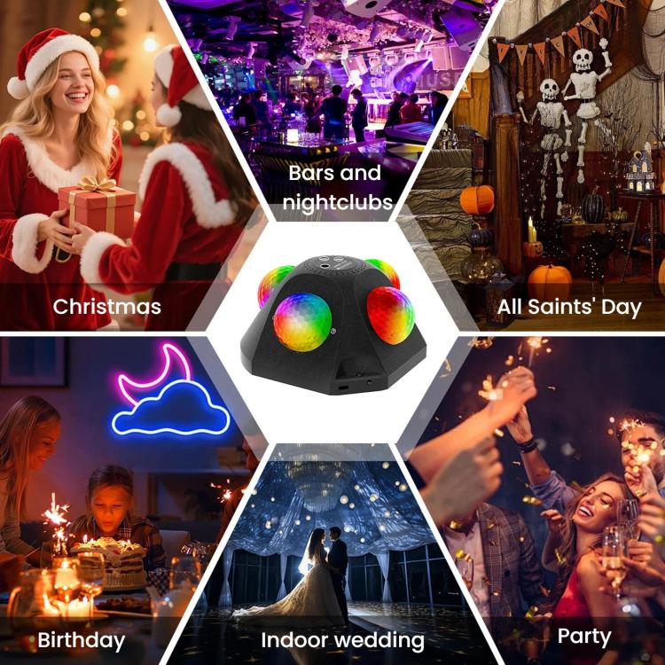 LED laser party light showing colorful starburst effects for party, birthday, and indoor events