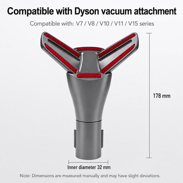 Vacuum bed dusting brush attachment, dark gray head with red scrubbing strips