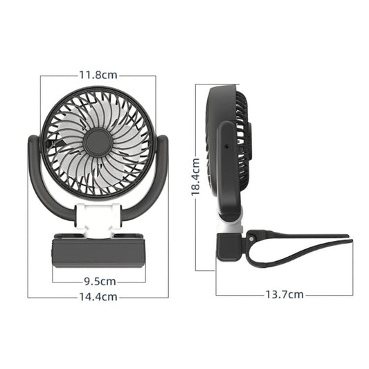 F4508 Adjustable Clip-On Front Baffle Car Fan 3-Speed Portable Quiet Cooling Fan, F4508