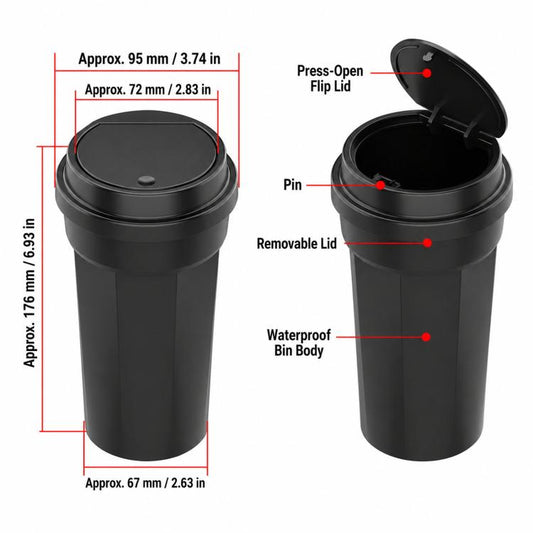 Multifunctional Car Trash Can Mini Vehicle Storage Bucket & Ashtray, Car Trash Can With Lid
