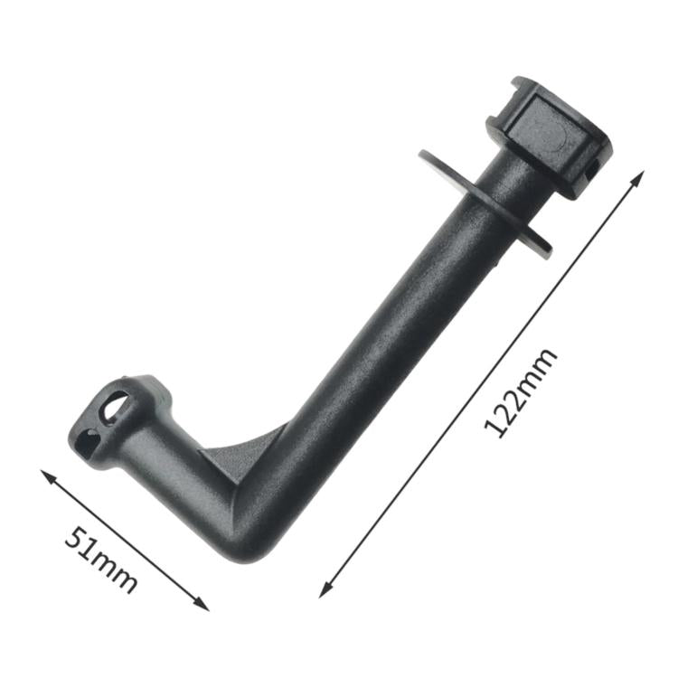 Pressure washer water outlet hose connector, black L-tube, 51mm and 122mm size shown