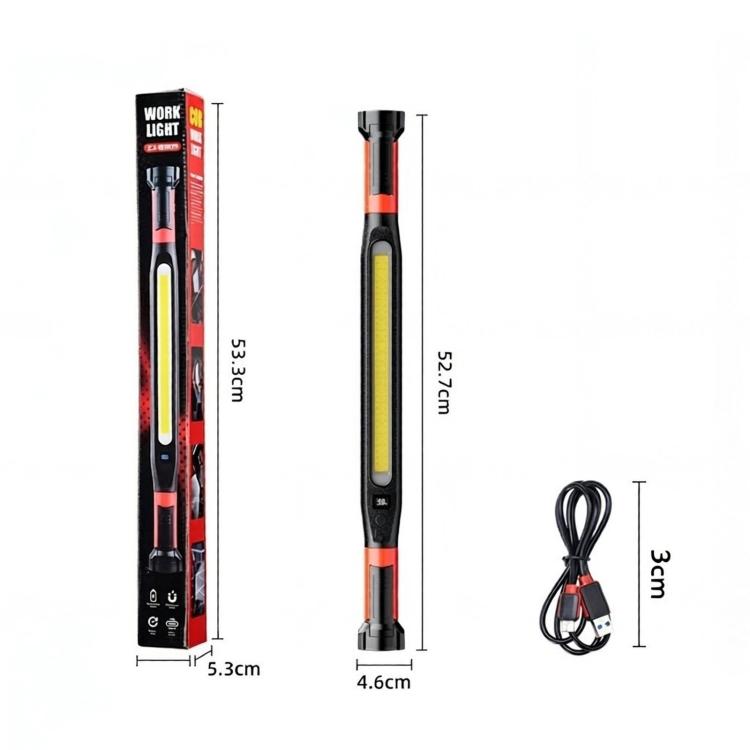 Red LED foldable inspection light with bracket, slim rechargeable work lamp