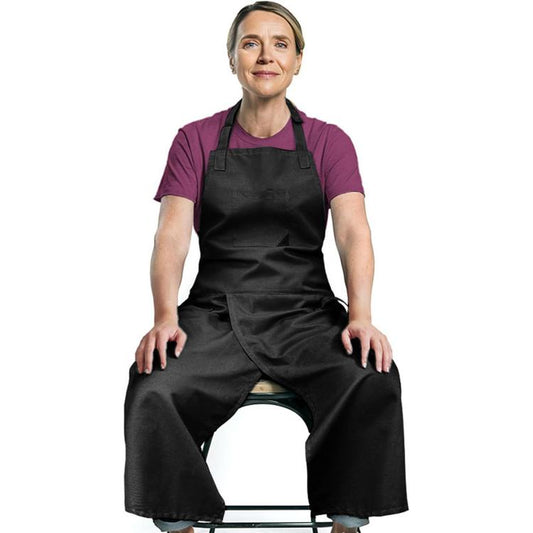 Split Leg Pottery Apron Adjustable Cotton Blend Overlapping Bib Apron with Pockets & Loops