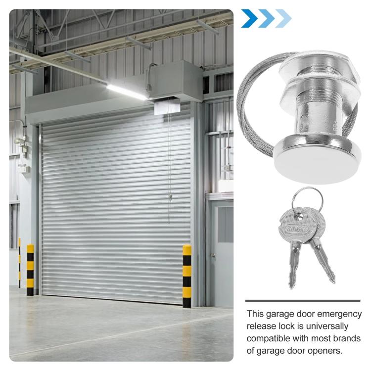 Garage emergency release lock with cable and keys, with protective cover