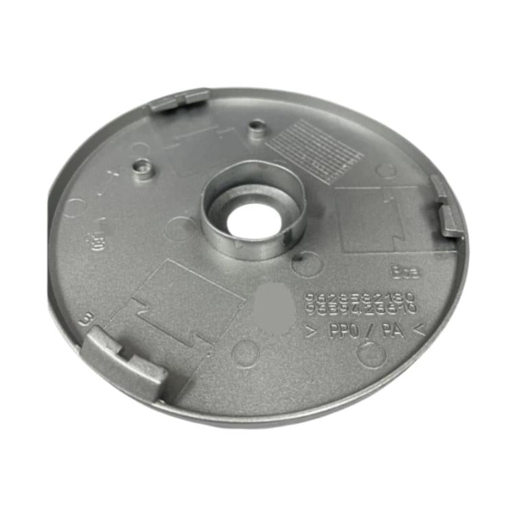 Fuel tank outer lock cover backing plate, gray with central ring hole and side tabs