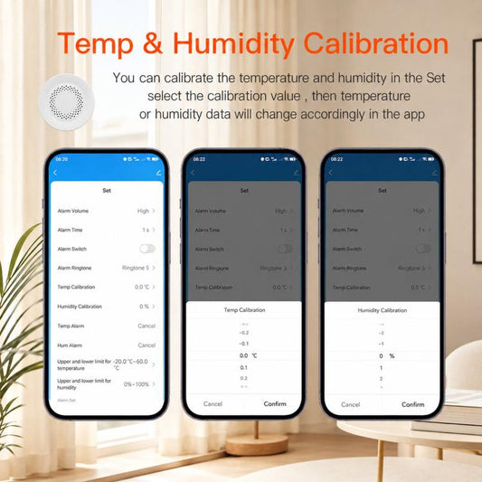 Tuya Smart Temperature & Humidity Sensor Real-Time Remote Alarm Thermometer Hygrometer, WiFi, Zigbee
