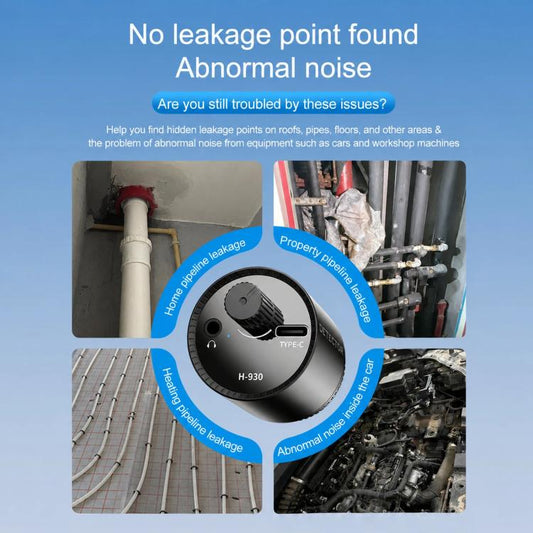 H-930 Acoustic Water Leak Detector Portable Through-Wall Pipe Leakage Listening Device, H-930